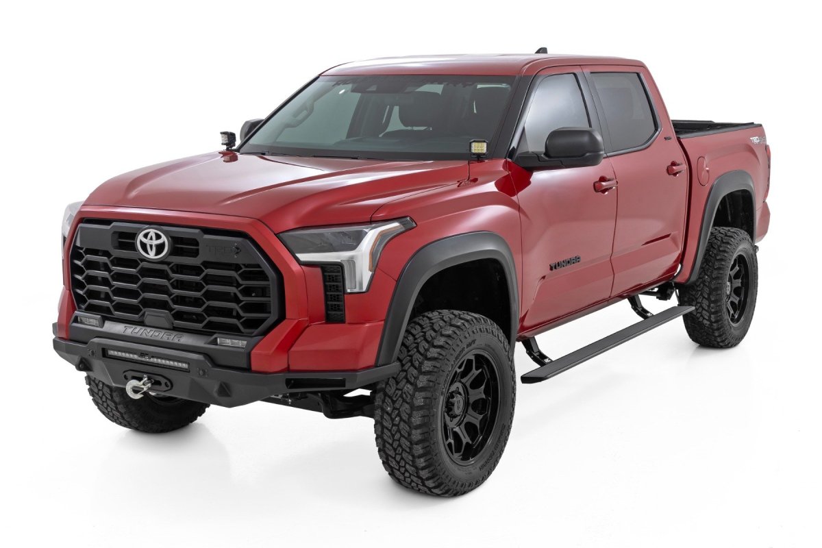 Toyota Tundra Power Running Boards - Rough Country - HT-Series, Automatic Retractable, LED Lights - '22-'26